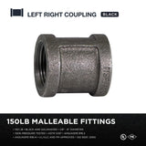 1/2" Black Malleable Iron Straight Left/Right Coupling Reverse Opposite Thread 15114