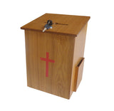 Donation Box, Tithing Box, Church Offering Box, Prayer Box with Red Cross 15138