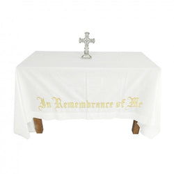 FixtureDisplays® Large "In Remembrance of Me" Embroidery Altar Frontal Holy Communion Table Colth Cover 52X96" Gold Encriptions 15174