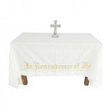 FixtureDisplays® Large "In Remembrance of Me" Embroidery Altar Frontal Holy Communion Table Cloth Cover 52X96" Gold Encriptions 15174