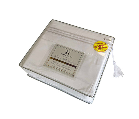 Queen Size Sheets 1800 Thread Count 60% Egyptian Cotton,40% Polyester Microfibre 15177-WHITE