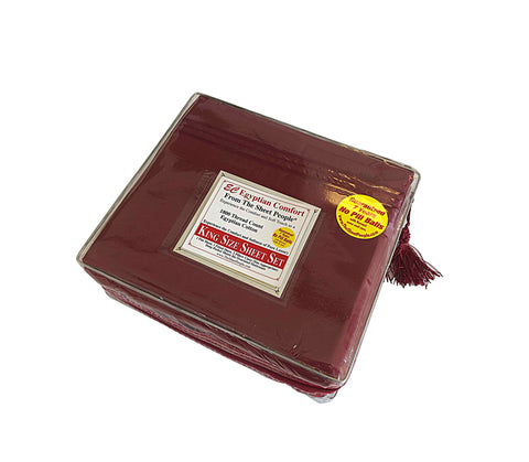 King Size Sheets 1800 Thread Count 60% Egyptian Cotton, 40% Polyester Microfibre Blen Pill Ball Free Guaranteed Sheets Deep Pocket Fits Mattress up to 18 Inch Thick 15178 Burgundy