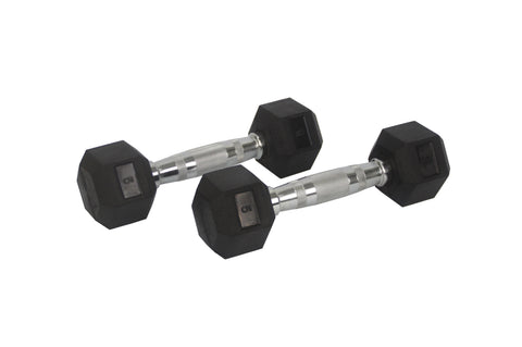Rubber Dumbbell in Pair   with Metal Handles Pair of two 5 lbs Dumbbells