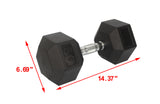 50 Lbs Metal Rubber Dumbbell in Pair Workout Training Exercise