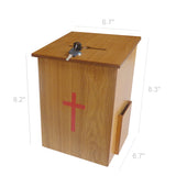 FixtureDisplays� Wood Church Collection Fundraising Box Donation Charity Box with Red Cross Christian Church Tithes & Offering Prayer Box 7.5"W x 7.5"H x 9-7/8" D Wallmount or Tabletop 15203
