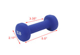 Neoprene Coated Dumbbell Weights 2 Pounds Single Pack Blue Soft Hex Ends 1PC