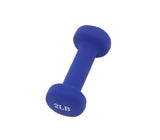 Neoprene Coated Dumbbell Weights 2 Pounds Single Pack Blue Soft Hex Ends 1PC