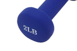 Neoprene Coated Dumbbell Weights 2 Pounds Single Pack Blue Soft Hex Ends 1PC