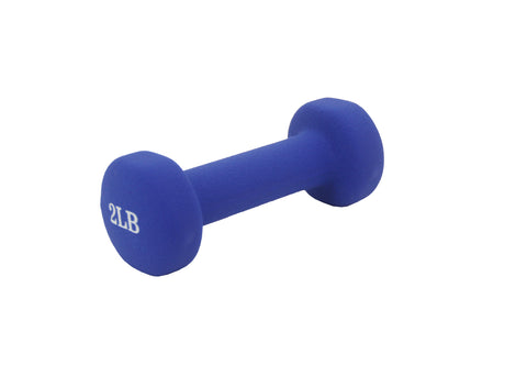 Neoprene Coated Dumbbell Weights 2 Pounds Single Pack Blue Soft Hex Ends 1PC