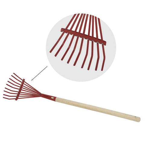 Kids Garden Tool Toy 9 TOOTH RAKE 28 Long Reduced Size Wood Handle Metal Head