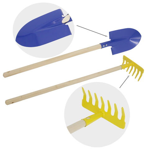 large garden tool set FixtureDisplays Kids Garden Tool Set 28" Long Toy, RAKE and Shovel Reduced size, 2-Piece 15210-SHOVEL+7-TOOTH RAKE