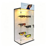 16x10x34" LED Acrylic Locking Eyewear Display Cabinet 18 Pair Countertop 15225