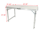 Aluminum Folding Table 4 Foot Adjustable Height Lightweight Portable Table