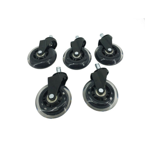 FixtureDisplays® Office Chair 3" Castors Wheels Replacement Rubber PU Chair casters for Hardwood Floors and Carpet, Set of 5, Heavy Duty Office Chair - Universal fit for STEM size 7/16" x 7/8" 15245