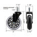 FixtureDisplays® Office Chair 3" Castors Wheels Replacement Rubber PU Chair casters for Hardwood Floors and Carpet, Set of 5, Heavy Duty Office Chair - Universal fit for STEM size 7/16" x 7/8" 15245