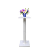 12X12X17-32" Tall Riser Stand Steel Tube White Wood Platform Plant SculptureLamp 15250