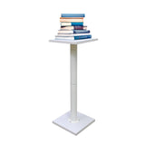 12X12X17-32" Tall Riser Stand Steel Tube White Wood Platform Plant SculptureLamp 15250