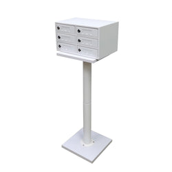 12X12X17-32" Tall Riser Stand Steel Tube White Wood Platform Plant SculptureLamp 15250