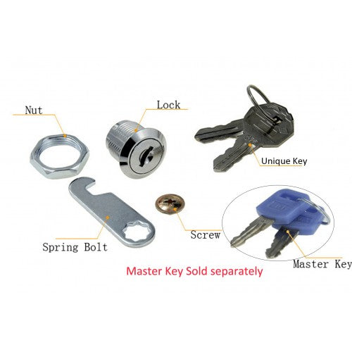 FixtureDisplays® Two-Tier Tubular Cam Lock with Unique Key & Master Ke