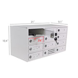 12-Slot Cell Phone Smart Charging Station Locker USB Ports One Plug to Wall Max 5 Watts Per Slot Output 15258-USB