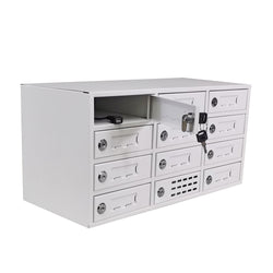 12-Slot Cell Phone Smart Charging Station Locker USB Ports One Plug to Wall Max 5 Watts Per Slot Output 15258-USB