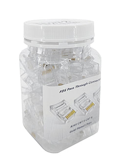 Pass through Cable Connector Gold plated 100 pieces End pass RJ45 Cat5 Cat5e