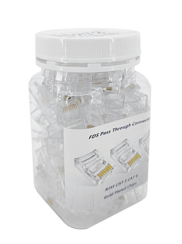 Pass through Cable Connector Gold plated 100 pieces End pass RJ45 Cat5 Cat5e