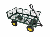 Lawn Cart Garden Utility Wagon Vehicle Pull Cart Pneumatic Wheesl Lay Flat Bed