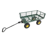 Lawn Cart Garden Utility Wagon Vehicle Pull Cart Pneumatic Wheesl Lay Flat Bed