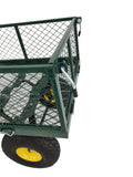 Lawn Cart Garden Utility Wagon Vehicle Pull Cart Pneumatic Wheesl Lay Flat Bed