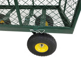 Lawn Cart Garden Utility Wagon Vehicle Pull Cart Pneumatic Wheesl Lay Flat Bed