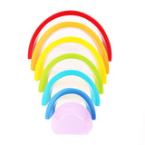 Rainbow Stacker Puzzle Blocks Wooden Pcs Color Shape Matching Jigsaw Montessori