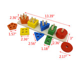 Geometric Sort Board Wooden Educational Preschool Toddler Toys Peg Stack Match