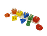 Geometric Sort Board Wooden Educational Preschool Toddler Toys Peg Stack Match