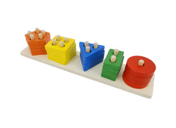 Geometric Sort Board Wooden Educational Preschool Toddler Toys Peg Stack Match