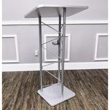 24" x 46.7" x 16" Silver Truss Podium Lectern Pulpit Church School Hotel Speech  15344