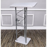 24" x 46.7" x 16" Silver Truss Podium Lectern Pulpit Church School Hotel Speech  15344