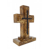Wooden Pedestal Rugged Cross Metal Decor 5. 5WX3DX9H Rustic Christian Cross