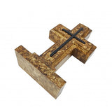Wooden Pedestal Rugged Cross Metal Decor 5. 5WX3DX9H Rustic Christian Cross