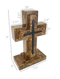 Wooden Pedestal Rugged Cross Metal Decor 5. 5WX3DX9H Rustic Christian Cross