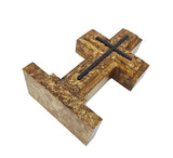 Wooden Pedestal Rugged Cross Metal Decor 5. 5WX3DX9H Rustic Christian Cross