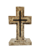 Wooden Pedestal Rugged Cross Metal Decor 5. 5WX3DX9H Rustic Christian Cross