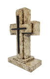 Wooden Pedestal Rugged Cross Metal Decor 5. 5WX3DX9H Rustic Christian Cross