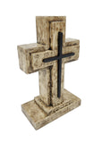 Wooden Pedestal Rugged Cross Metal Decor 5. 5WX3DX9H Rustic Christian Cross
