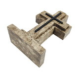 Wooden Pedestal Rugged Cross Metal Decor 5. 5WX3DX9H Rustic Christian Cross