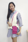 Cell Phone Purse Shoulder Hand Carry Bag Women Girl Pleather Rose Color Handbag