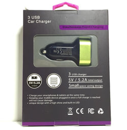 Car Multipurpose 3 USB AC/DC Charger Adapter Samsung Galaxy Andriod iPhone 15372