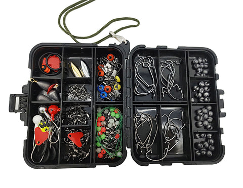 188 Fishing Accessories Kit Jig Hooks Casting Sinker Tackle Box 5X4X1.2