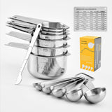 7 Measuring Cups 7 Spoons Set 1 Level 2 D Ring 1 Conversionchart Stainless Steel