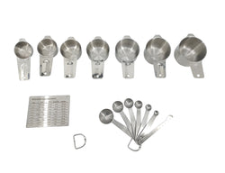 7 Measuring Cups 7 Spoons Set 1 Level 2 D Ring 1 Conversionchart Stainless Steel
